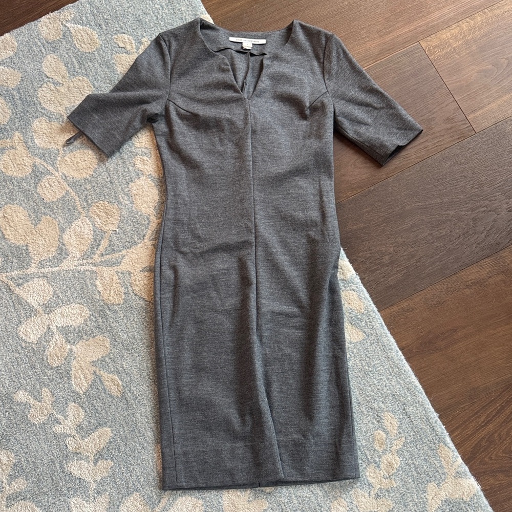 Diane Von Furstenberg Aurora Gray Midi Dress Wool Blend - Size 4